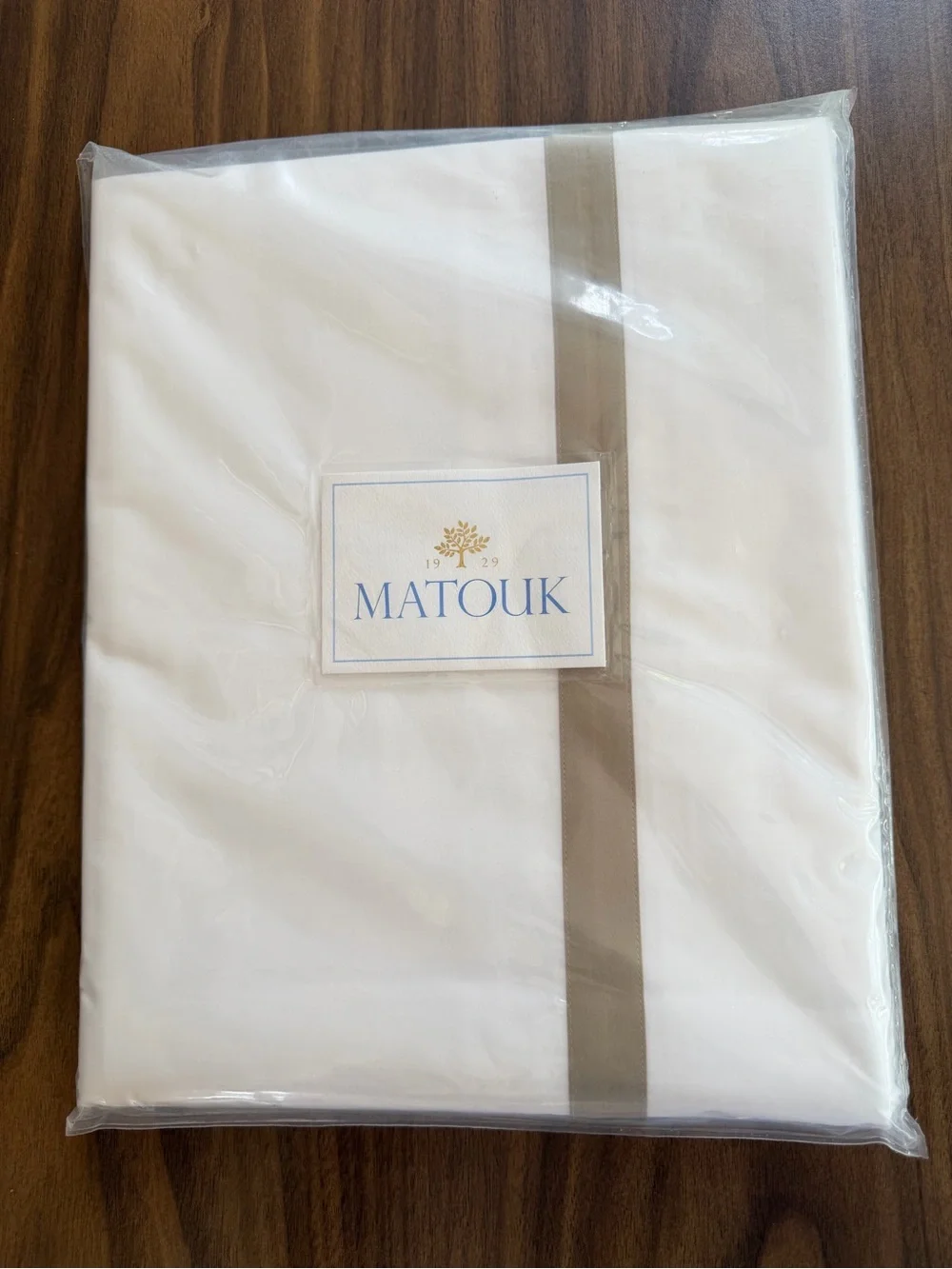 Matouk Lowell King Flat Sheet Khaki 600TC Egyptian Cotton Percale New